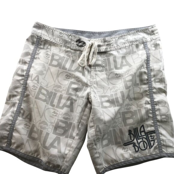 Billabong Boys Swim Shorts Size 9 White Gray Drawstring Athleisure Beach Summer - Picture 1 of 16